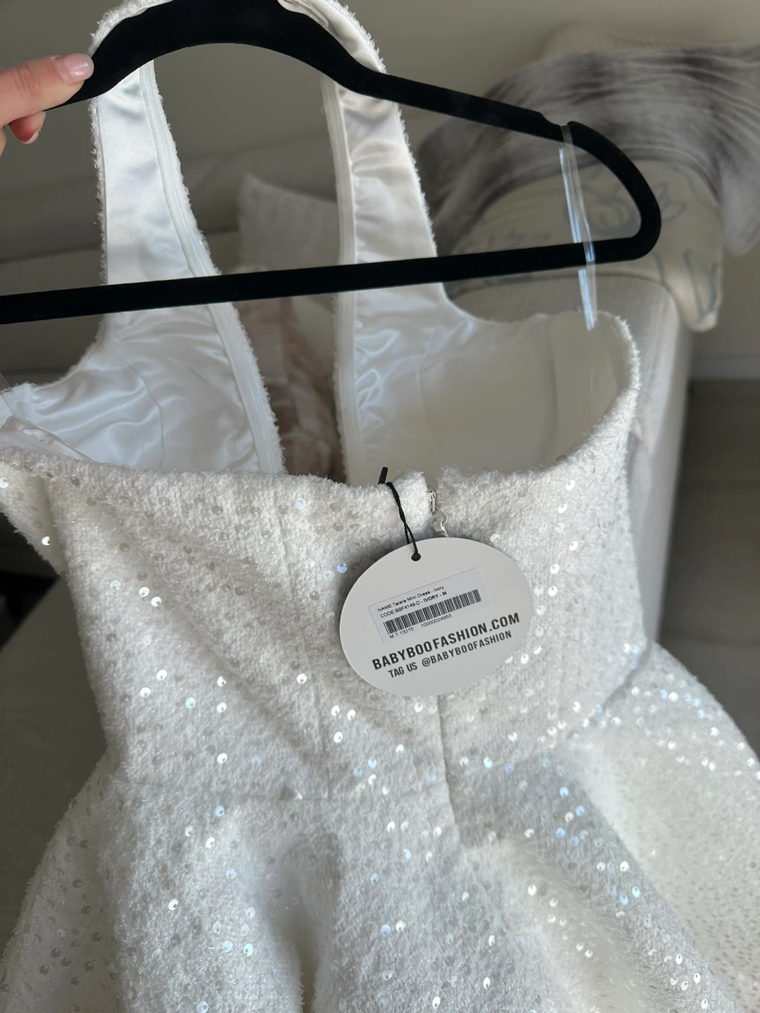 White sequin Mini Dress - Ivory colour - photo 3