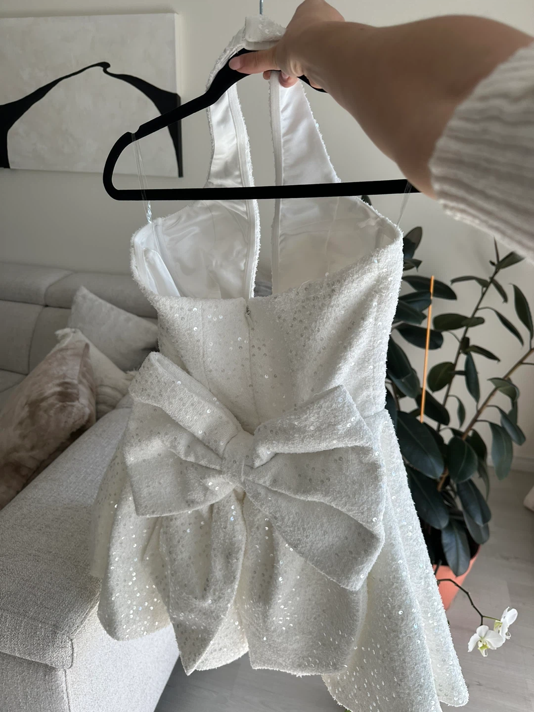 White sequin Mini Dress - Ivory colour - photo 4