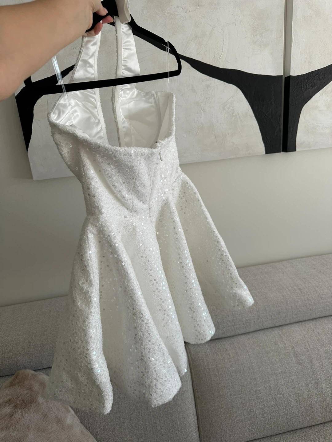White sequin Mini Dress - Ivory colour - photo 2