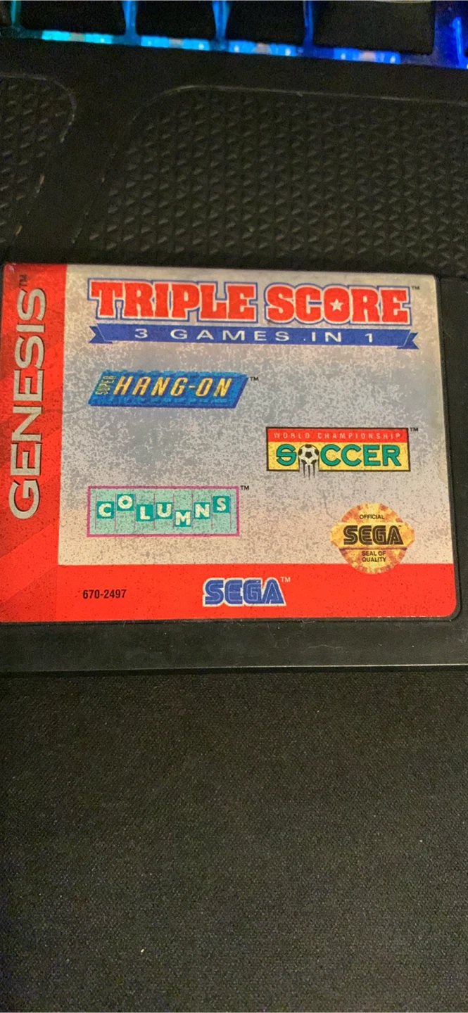 Sega Genesis Triple Score 3 Games in 1 Cartridge