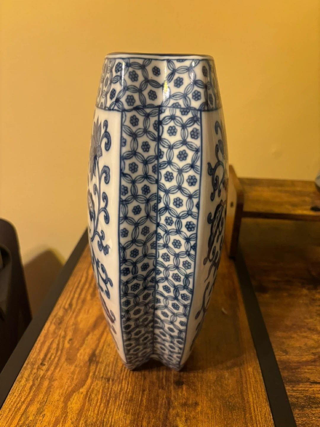 Blue and White Floral Ceramic Vase - photo 2