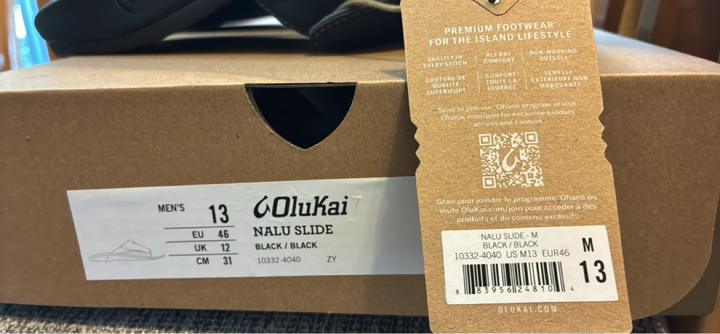 New OluKai Nalu Slide Sandals - Men's Size 13 - Black - photo 5