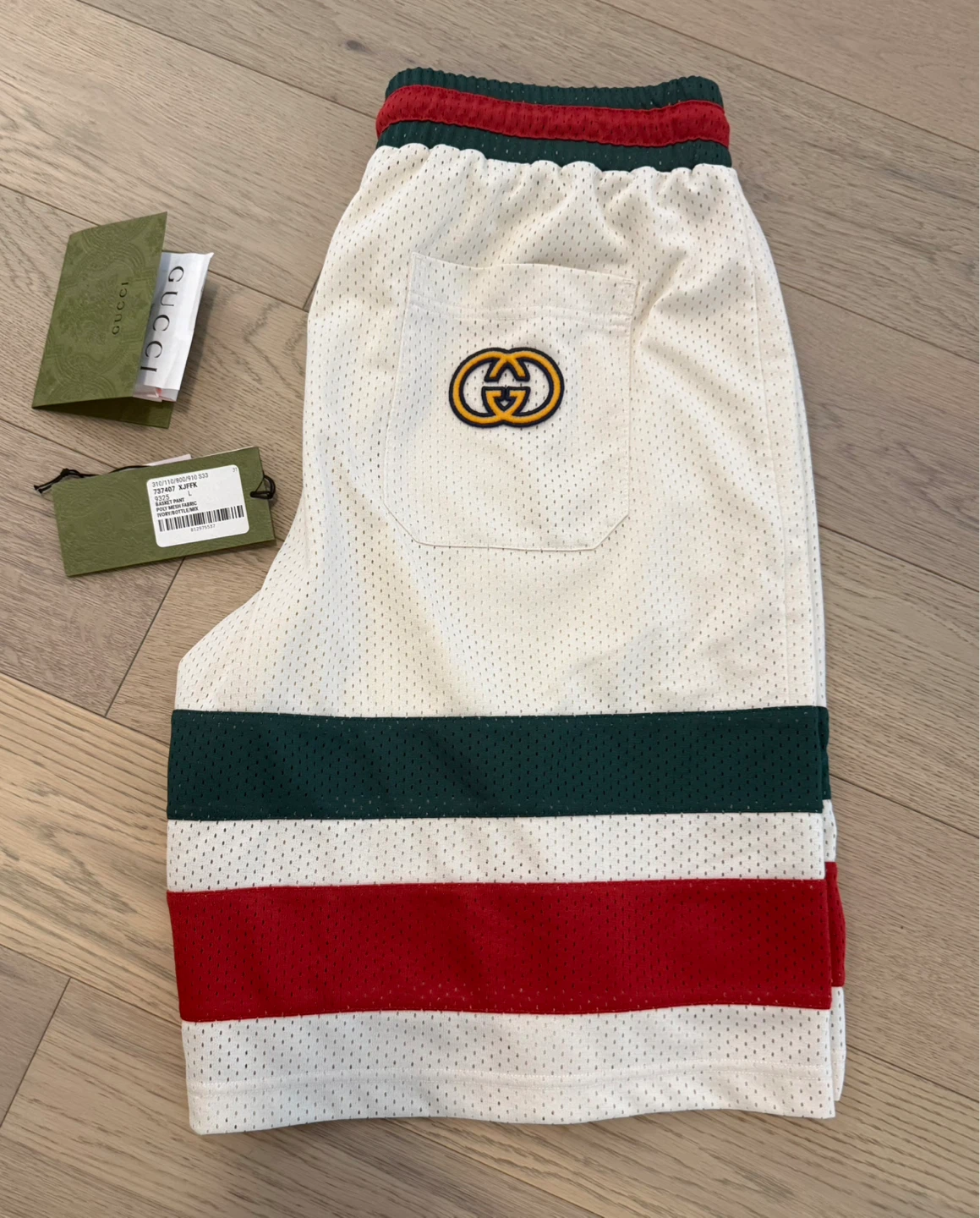 Gucci White Mesh Basketball Shorts - Size L