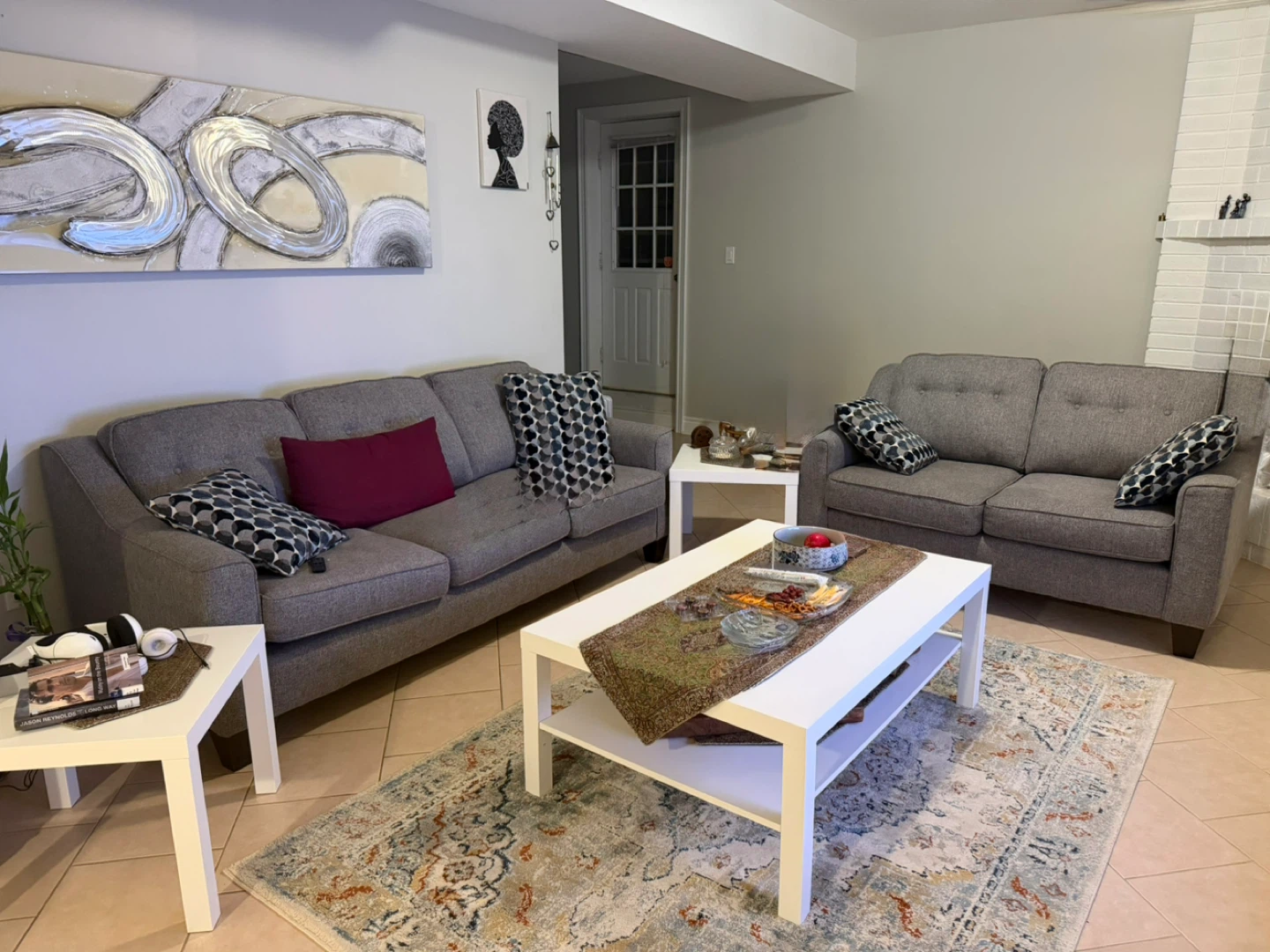 Modern Grey Sofa Set + Coffee Tables