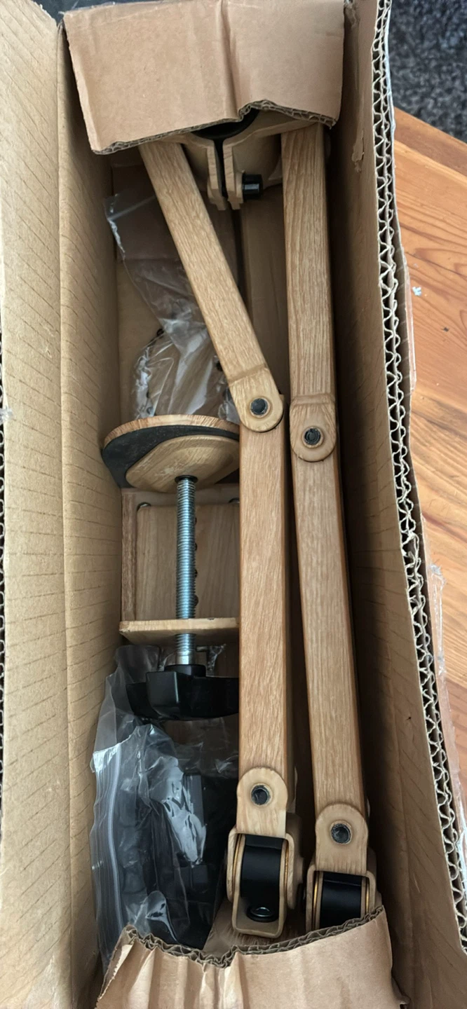 New VIVO Dual Monitor Clamp on Desk Mount Wood Grain Finish
