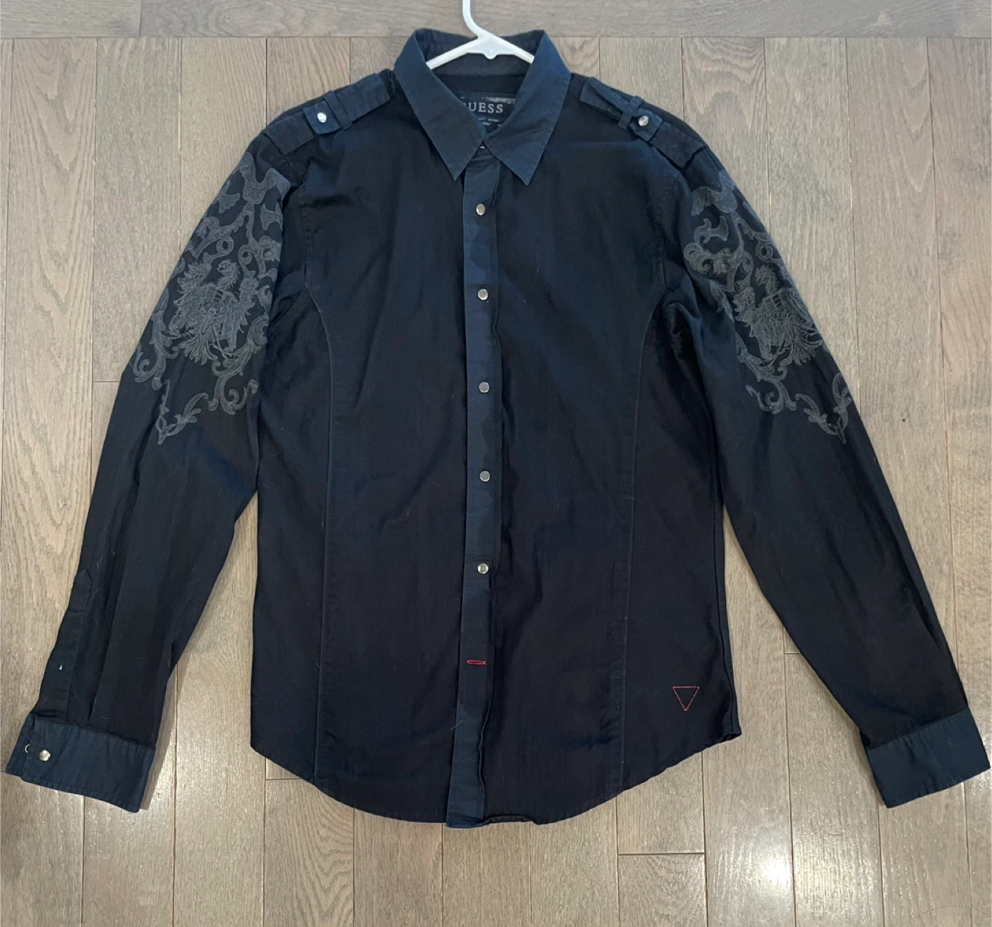 Guess Black Button-Up Shirt with Graphic Print