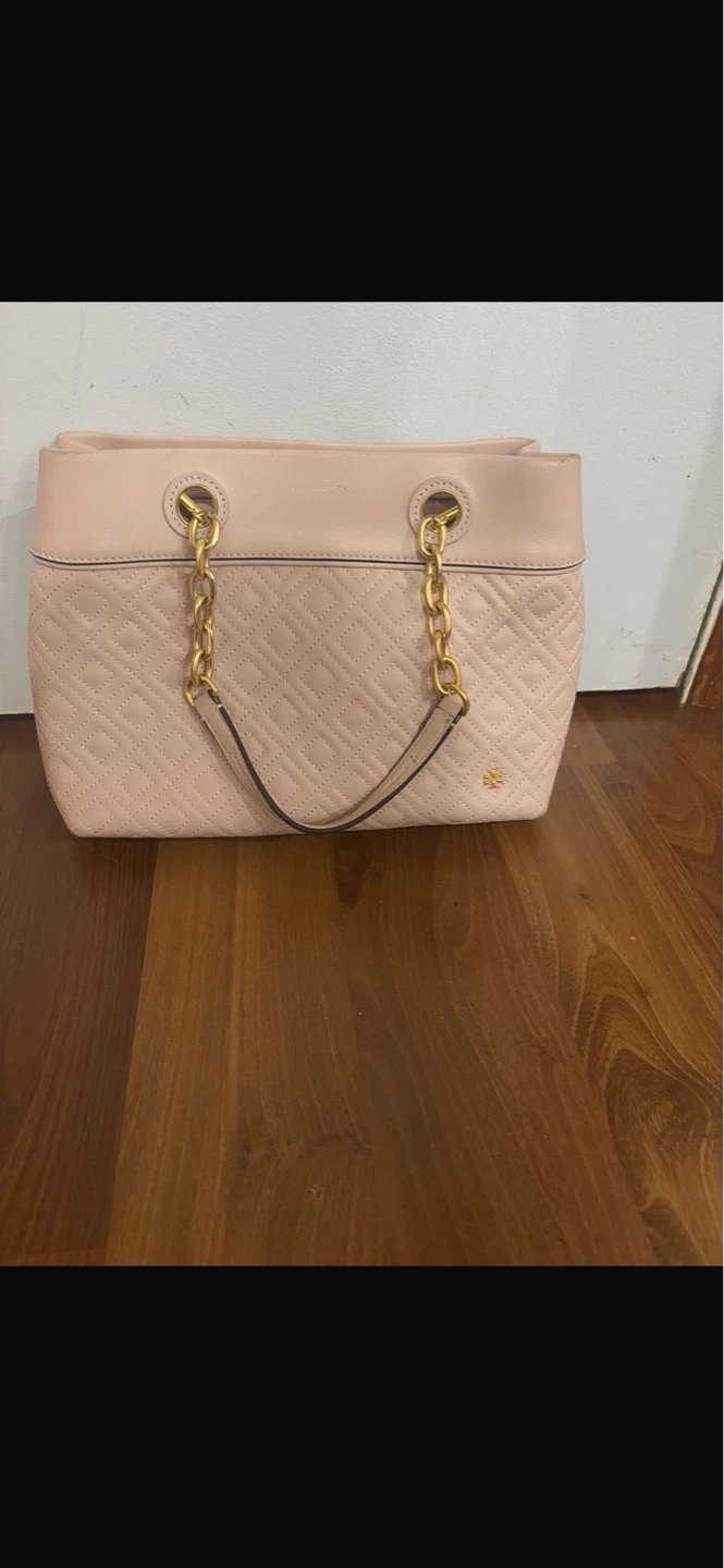 Tory Burch Pink Quilted Leather Tote Bag