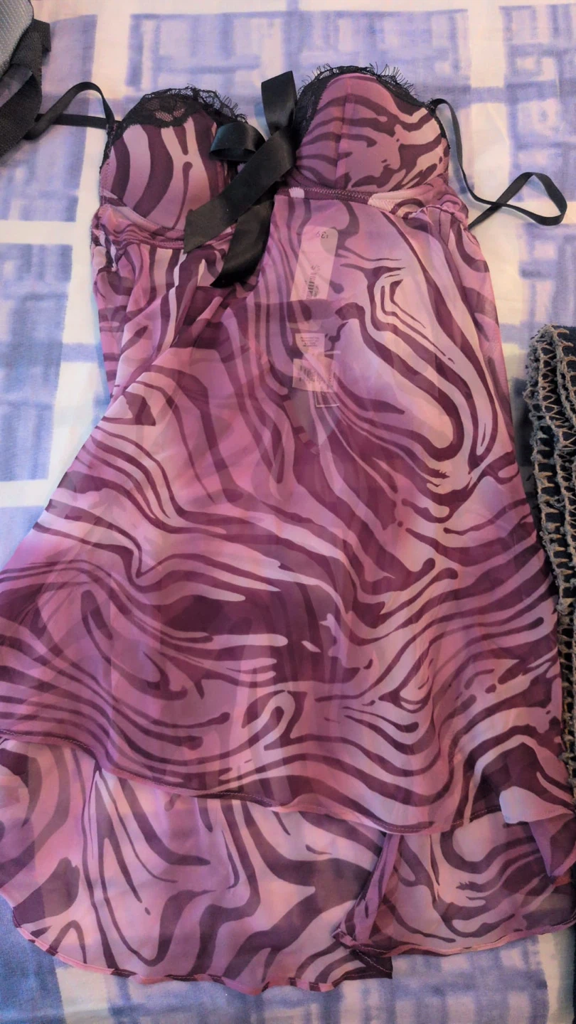 Pink Zebra Print Babydoll Lingerie