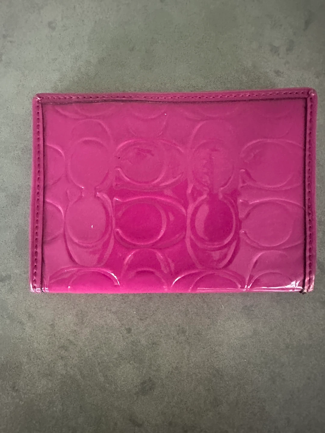 Coach Pink Patent Leather C Monogram Card Holder