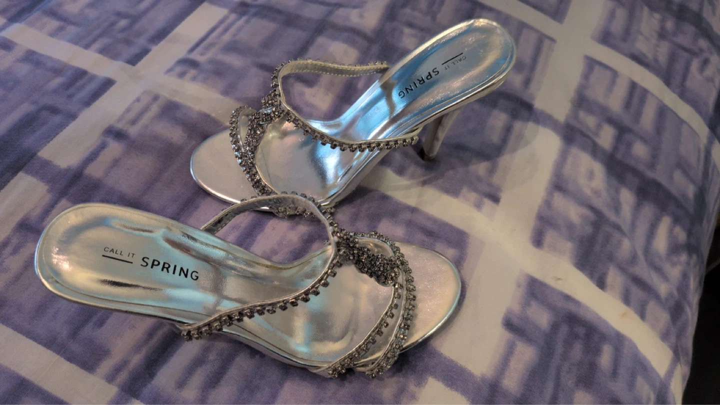 Call It Spring Silver Embellished Heeled Sandals