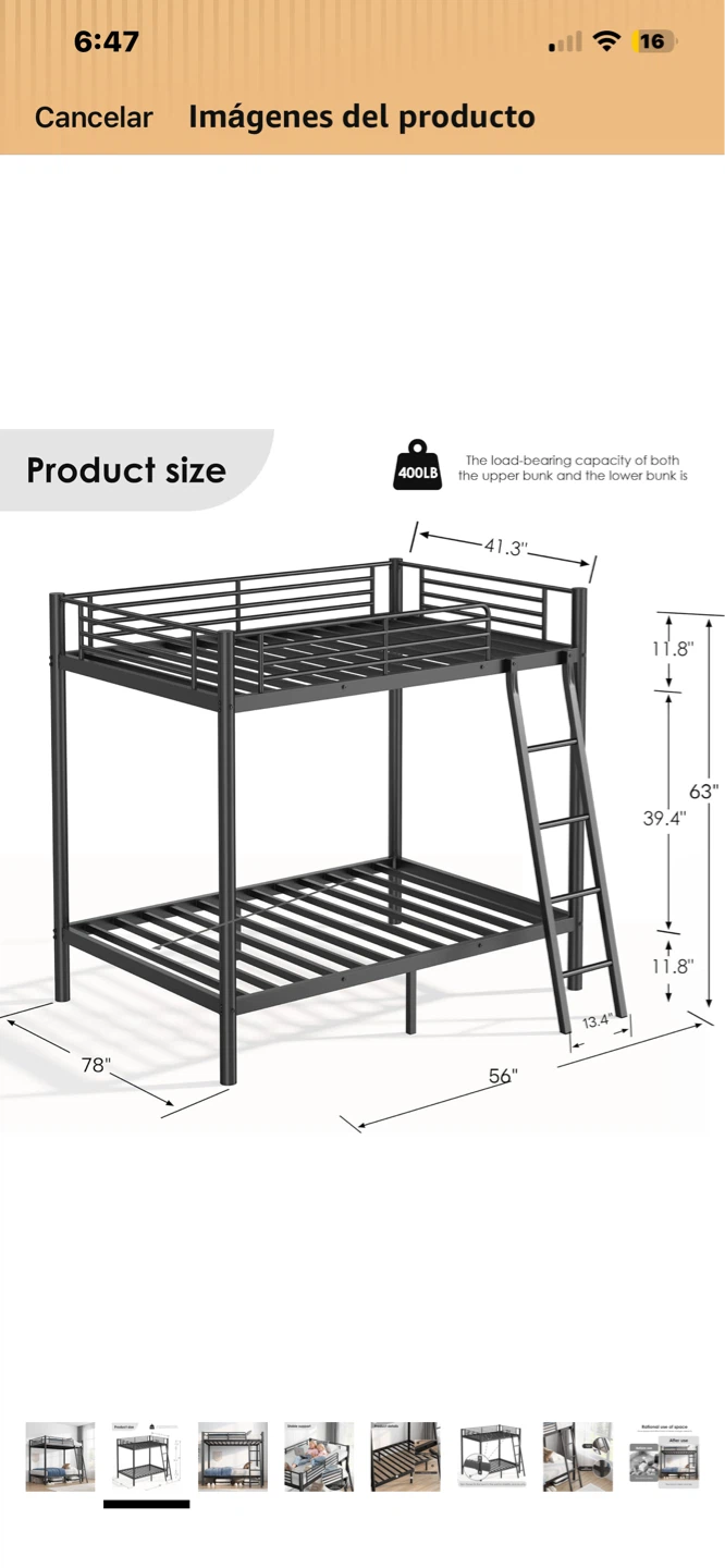 Twin over Twin Metal Bunk Bed with Ladder