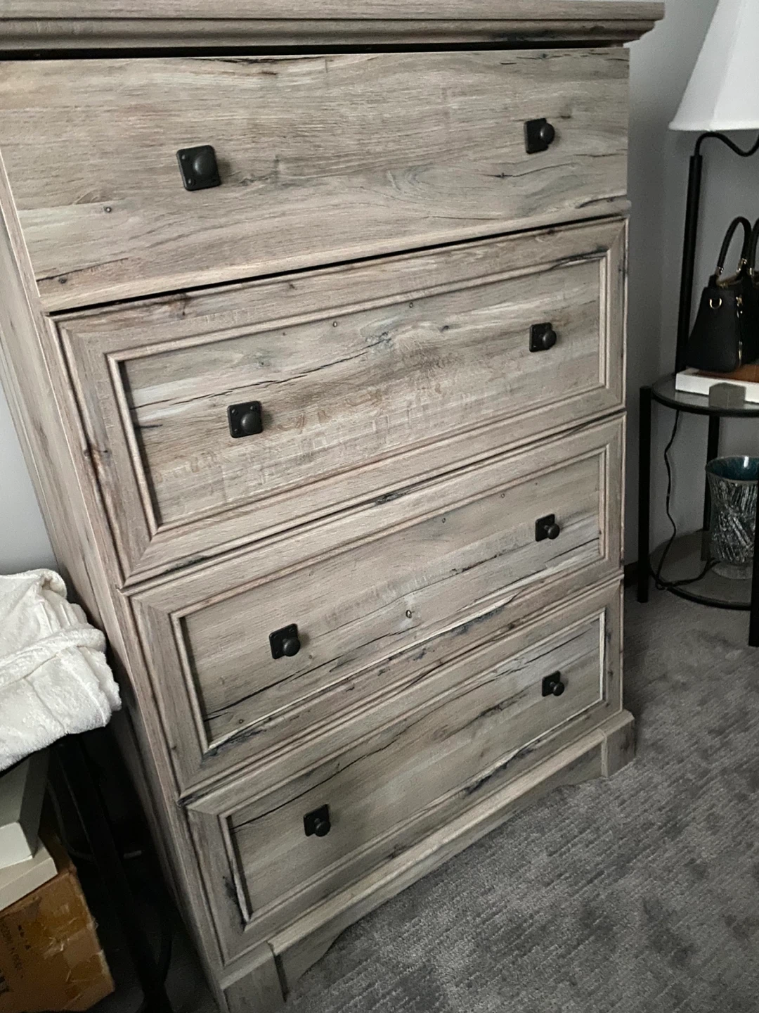 Gray Wood 5-Drawer Dresser