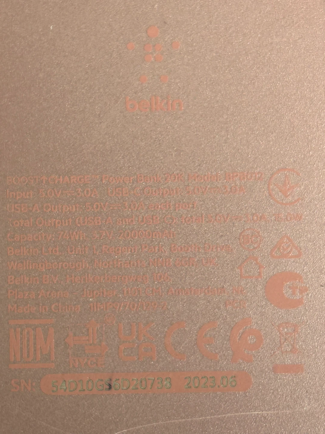 Belkin BOOSTCHARGE 20K Power Bank Rose Gold - photo 3