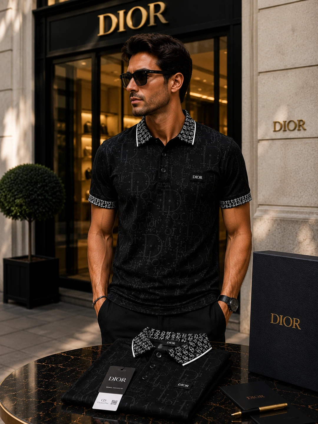 DIOR Men's Monogram Polo Shirt Slim Fit unisex - photo 3