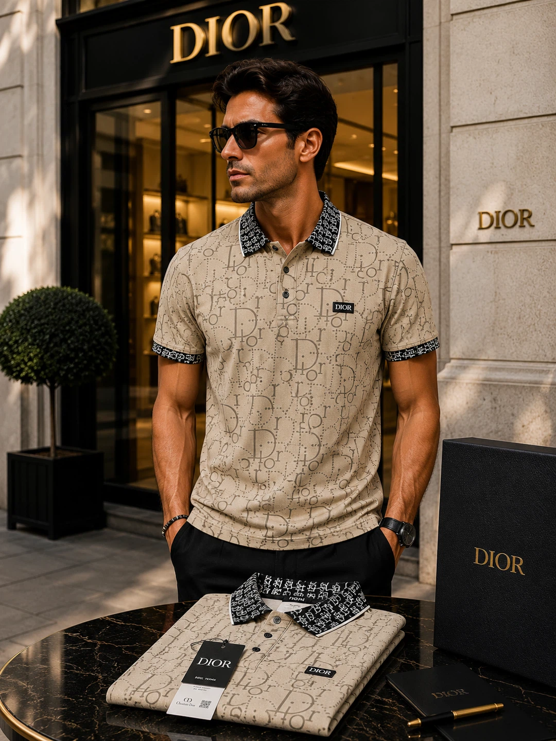 DIOR Men's Monogram Polo Shirt Slim Fit unisex - photo 4
