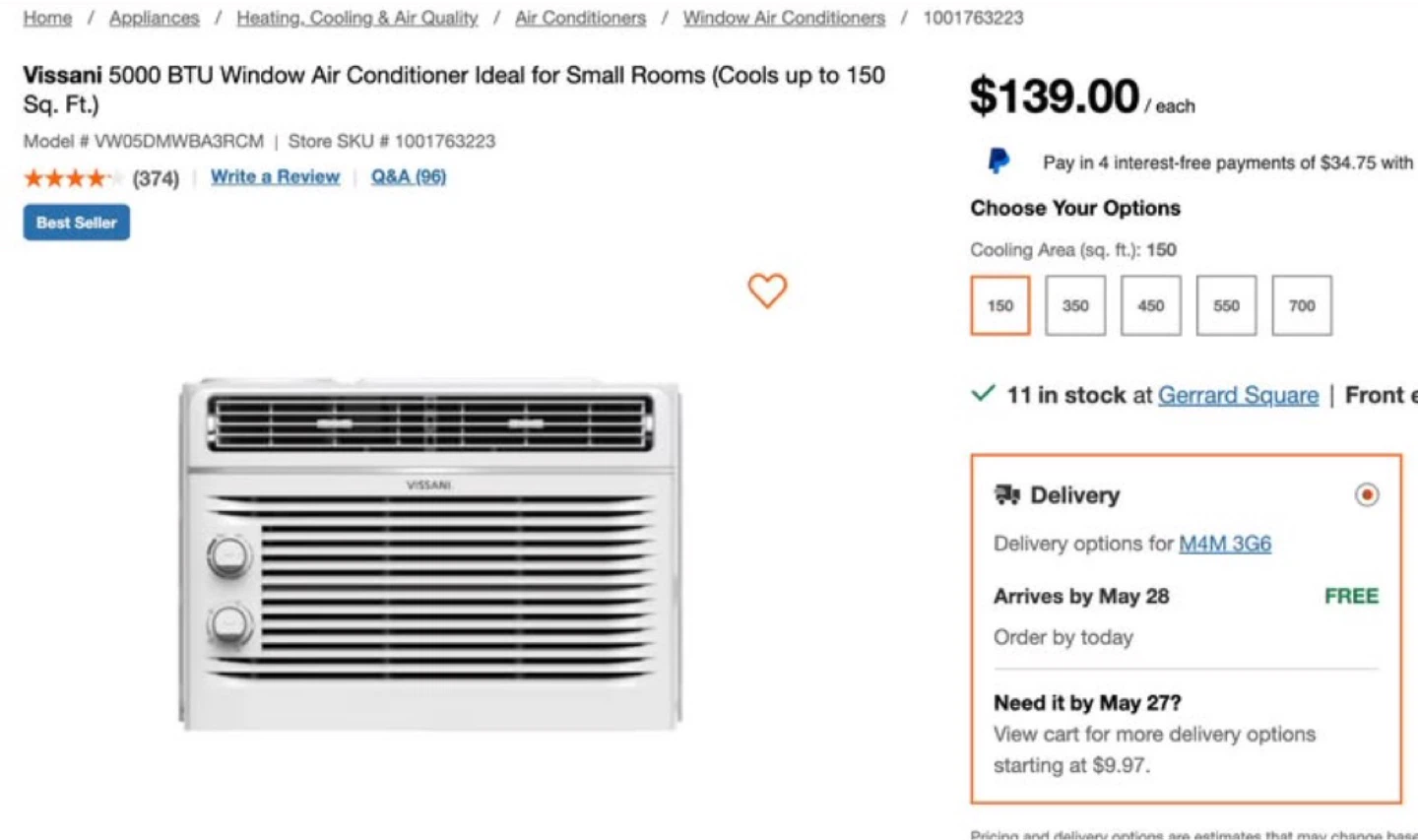 Vissani 5000 BTU Window Air Conditioner - photo 2