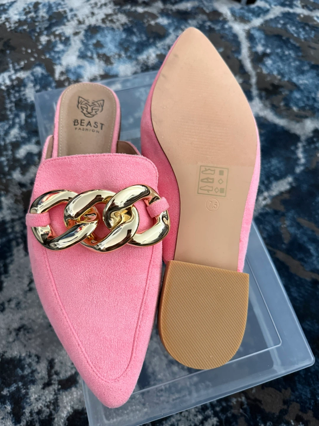 BEAST FASHION Pink Chain Mules - Size 7.5 - photo 2