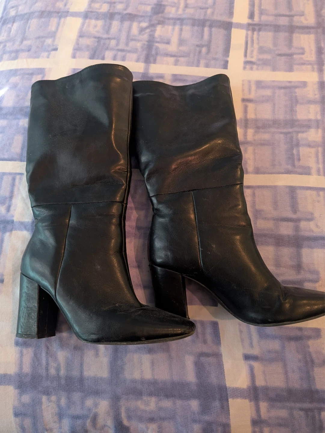 Black Leather Knee-High Boots