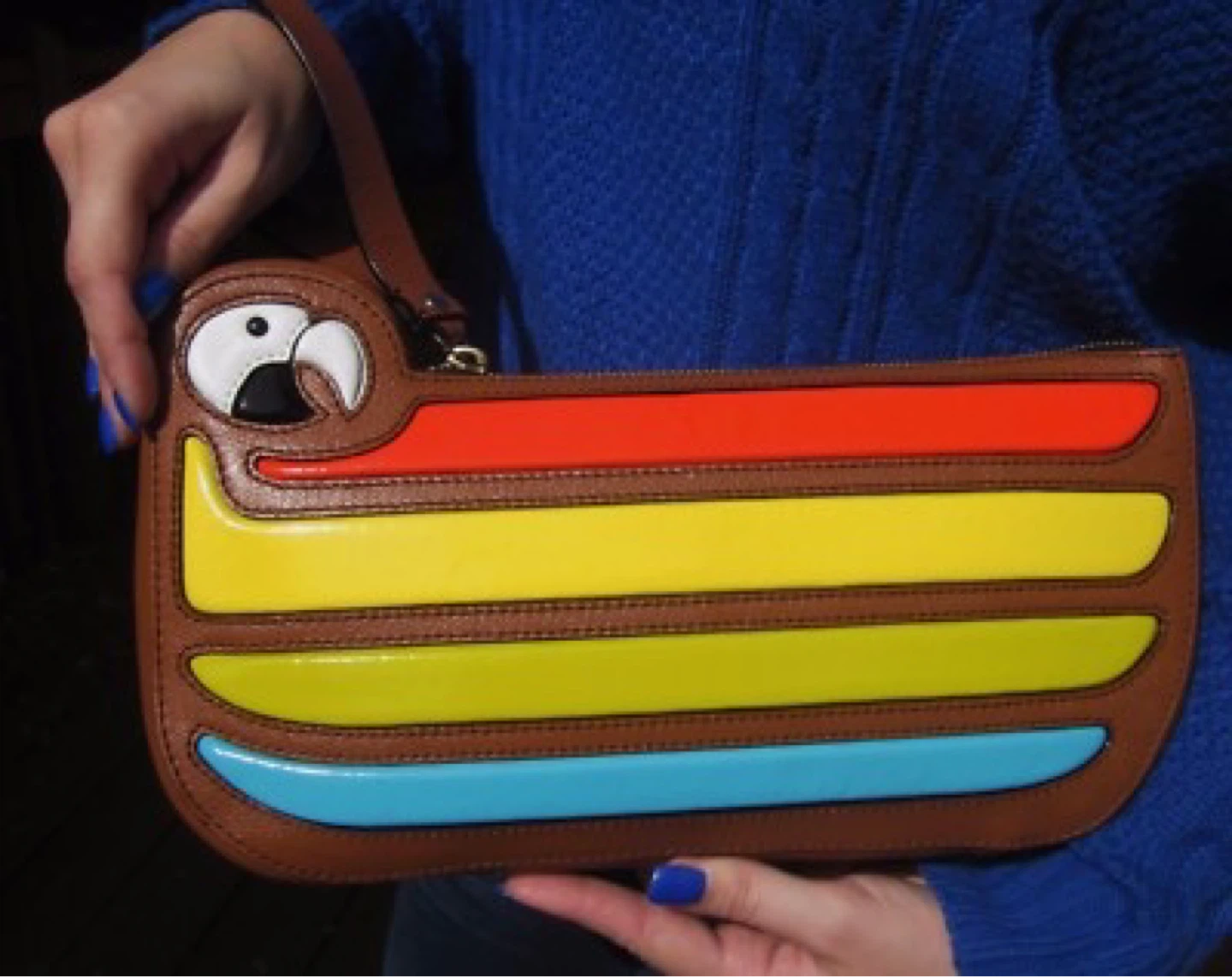 New Kate Spade Novelty Cay Macaw Parrot Leather Clutch