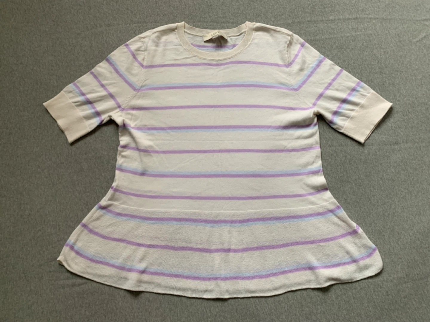 LOFT Striped Lightweight Knit Shirt - Size Large