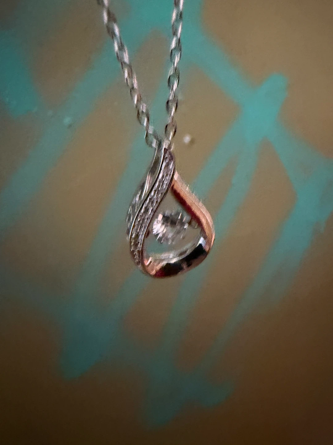 925Silver Tone Teardrop 19’ Necklace with moissanite - photo 2