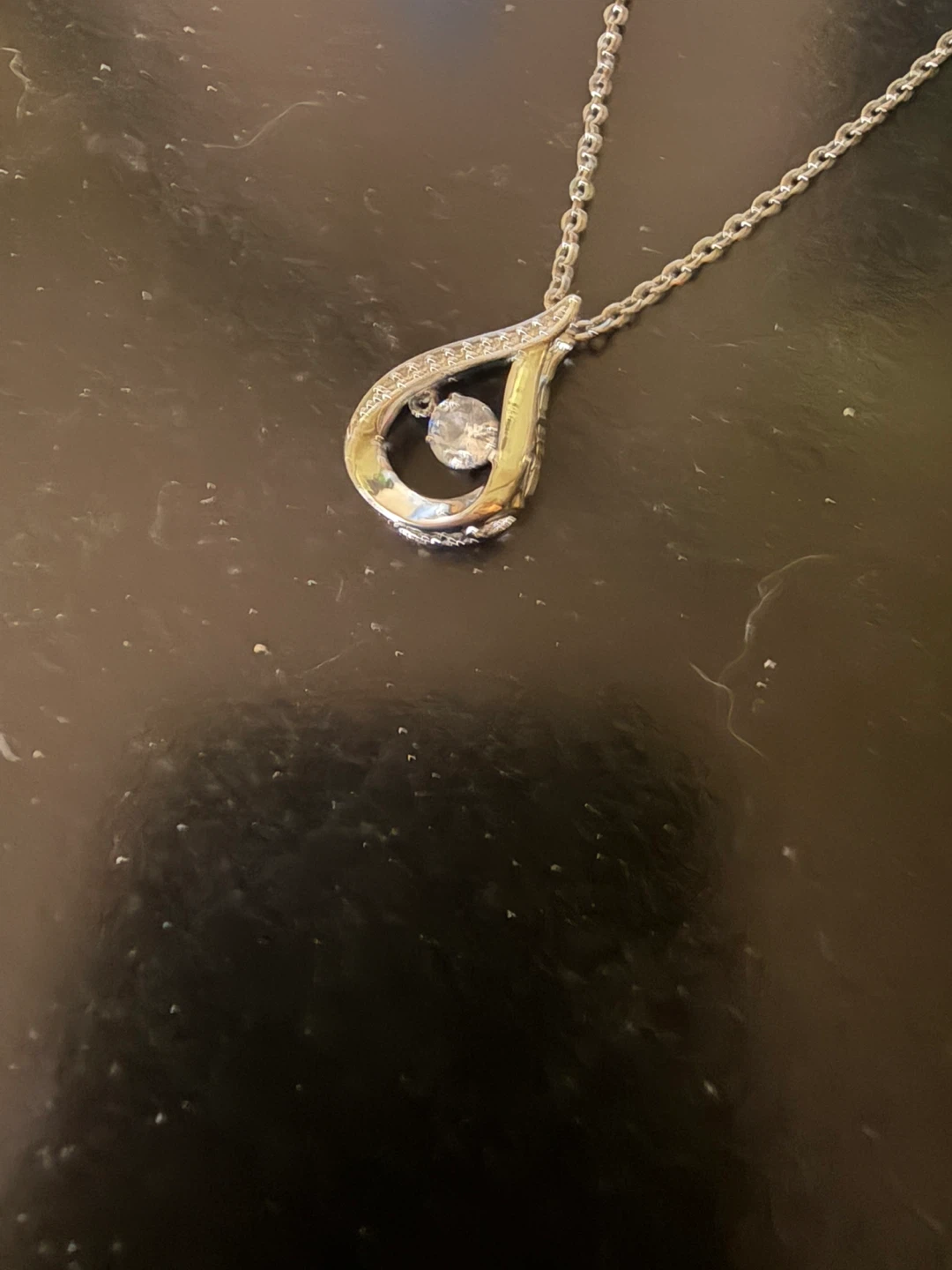 925Silver Tone Teardrop 19’ Necklace with moissanite - photo 4