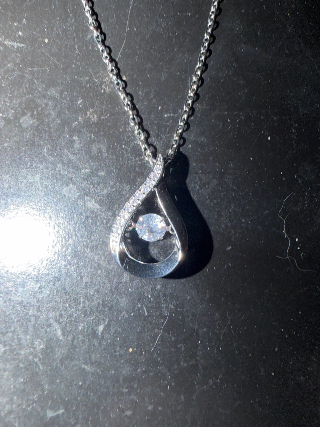 925Silver Tone Teardrop 19’ Necklace with moissanite - photo 3
