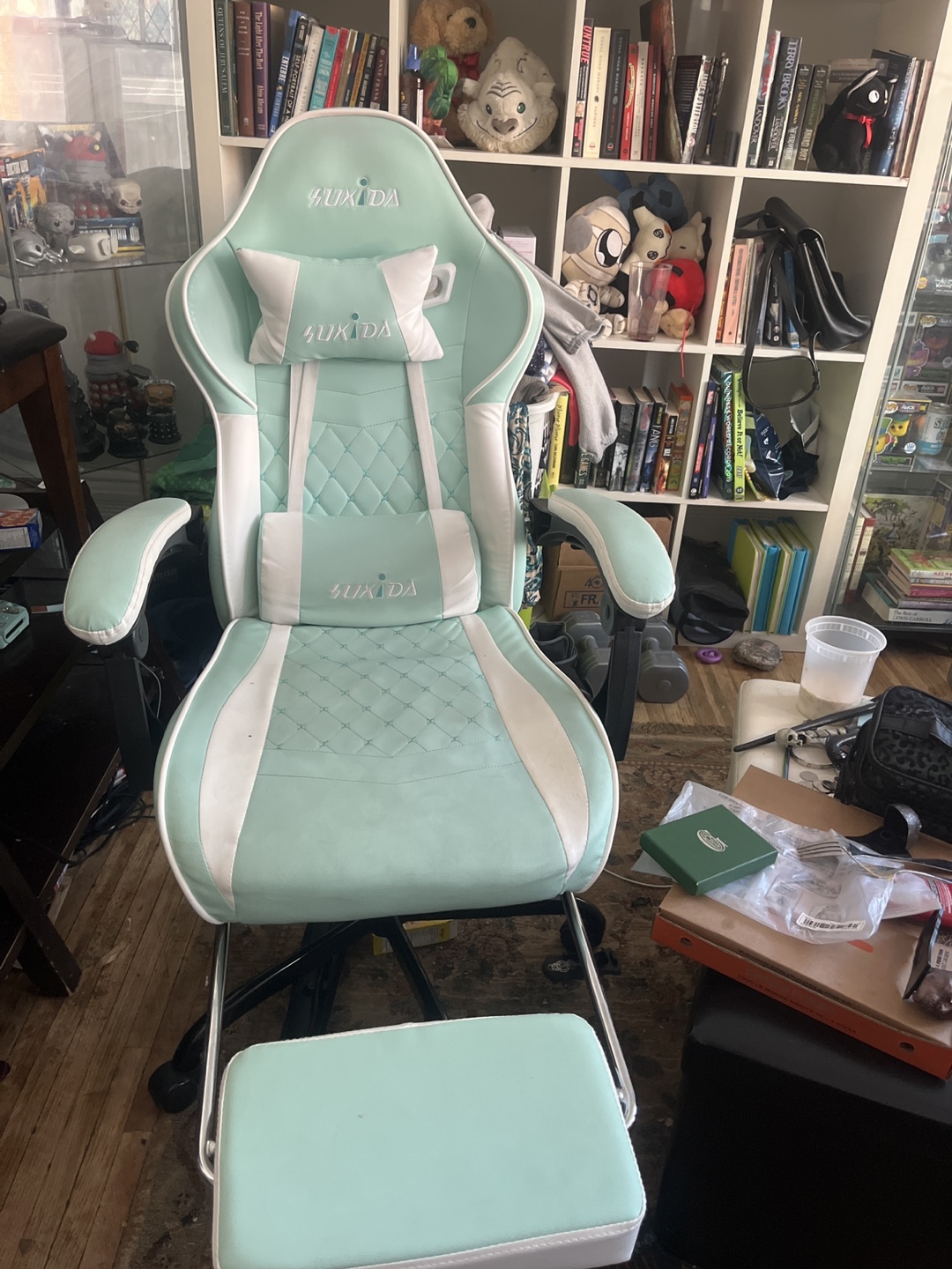 SUXIDA Gaming Chair with Footrest - Mint Green and White - photo 2