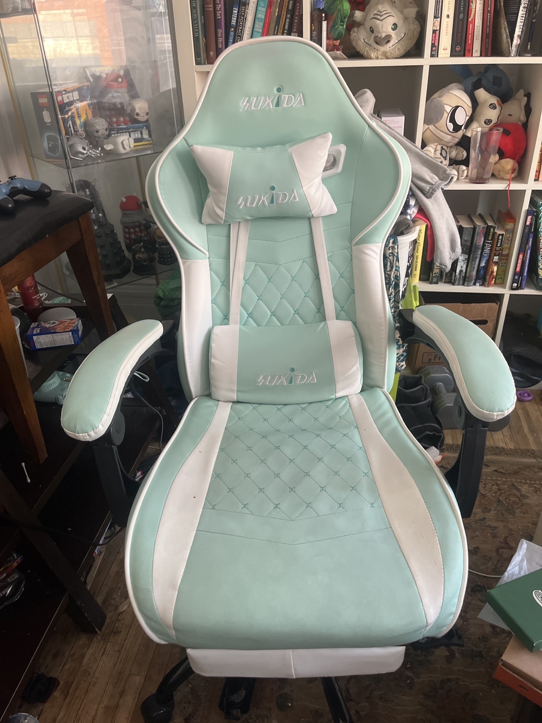 SUXIDA Gaming Chair with Footrest - Mint Green and White
