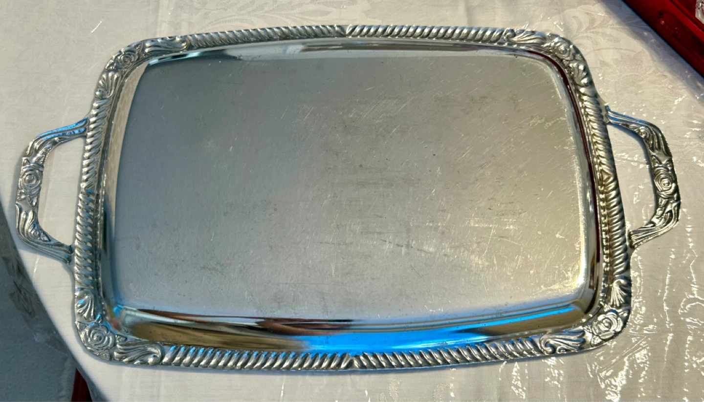 Ornate Silver Plated Serving Tray - photo 3
