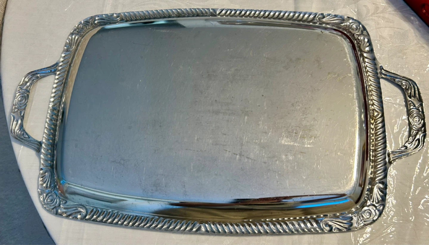Ornate Silver Plated Serving Tray - photo 4