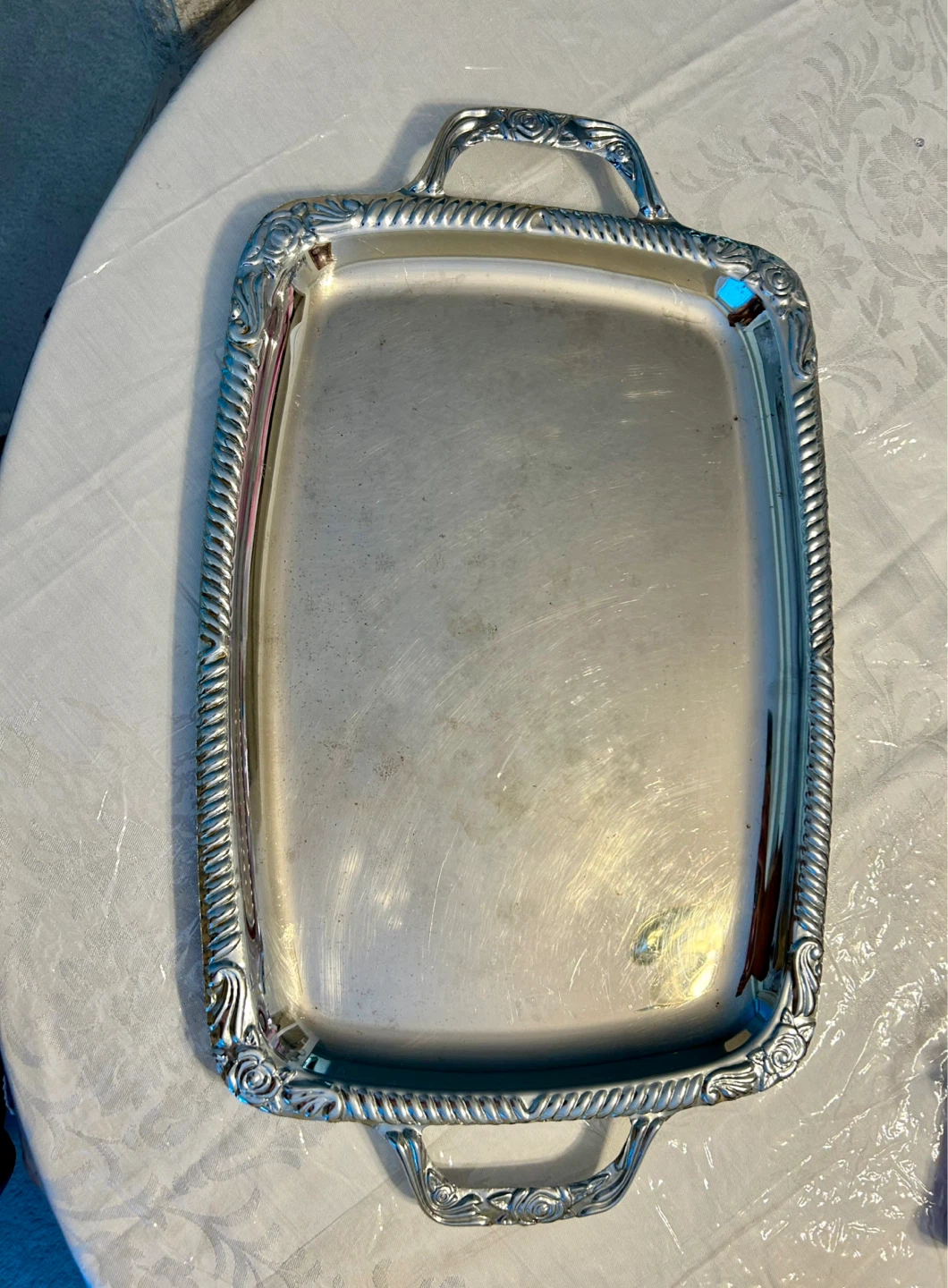 Ornate Silver Plated Serving Tray - photo 2