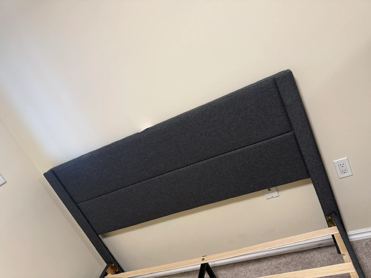 Dark Grey Upholstered Queen Bed Frame - photo 4
