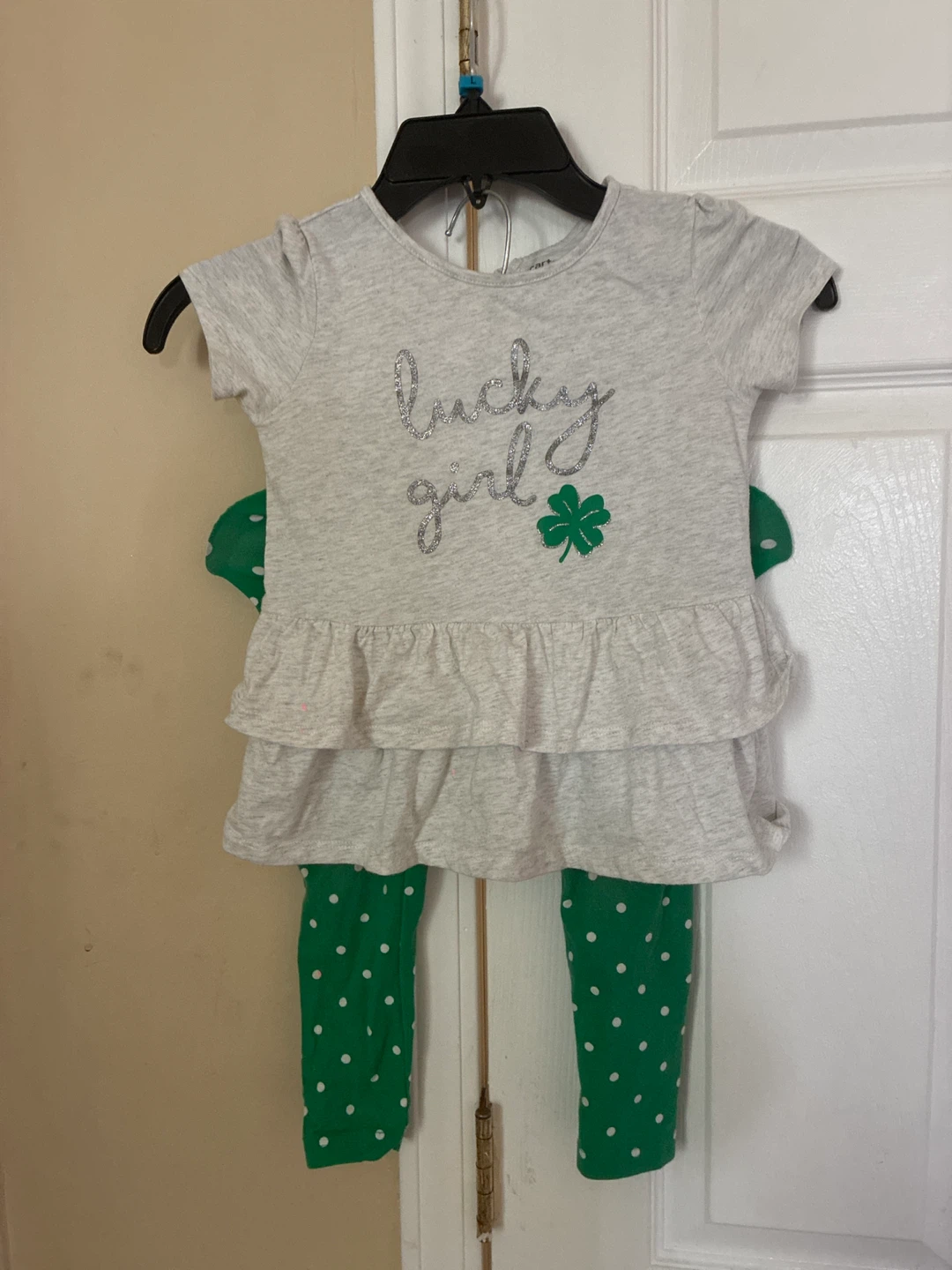 Carter's "Lucky Girl" Tunic & Polka Dot Leggings Set - Size 5T