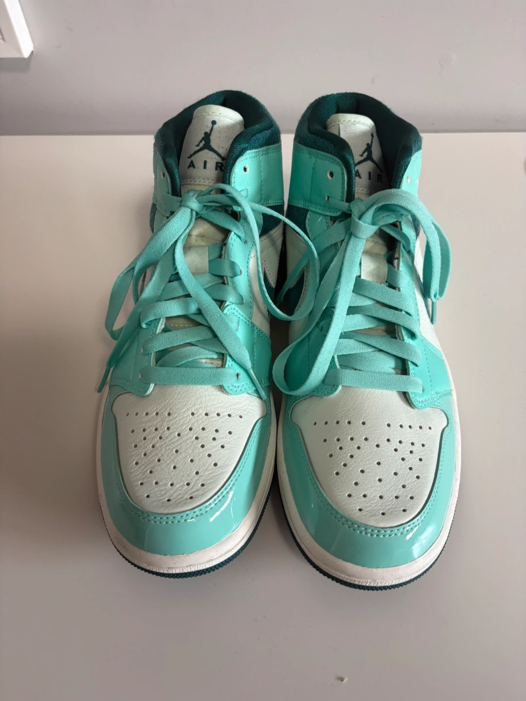 Air Jordan 1 Mid Sneakers - Teal and White - photo 2