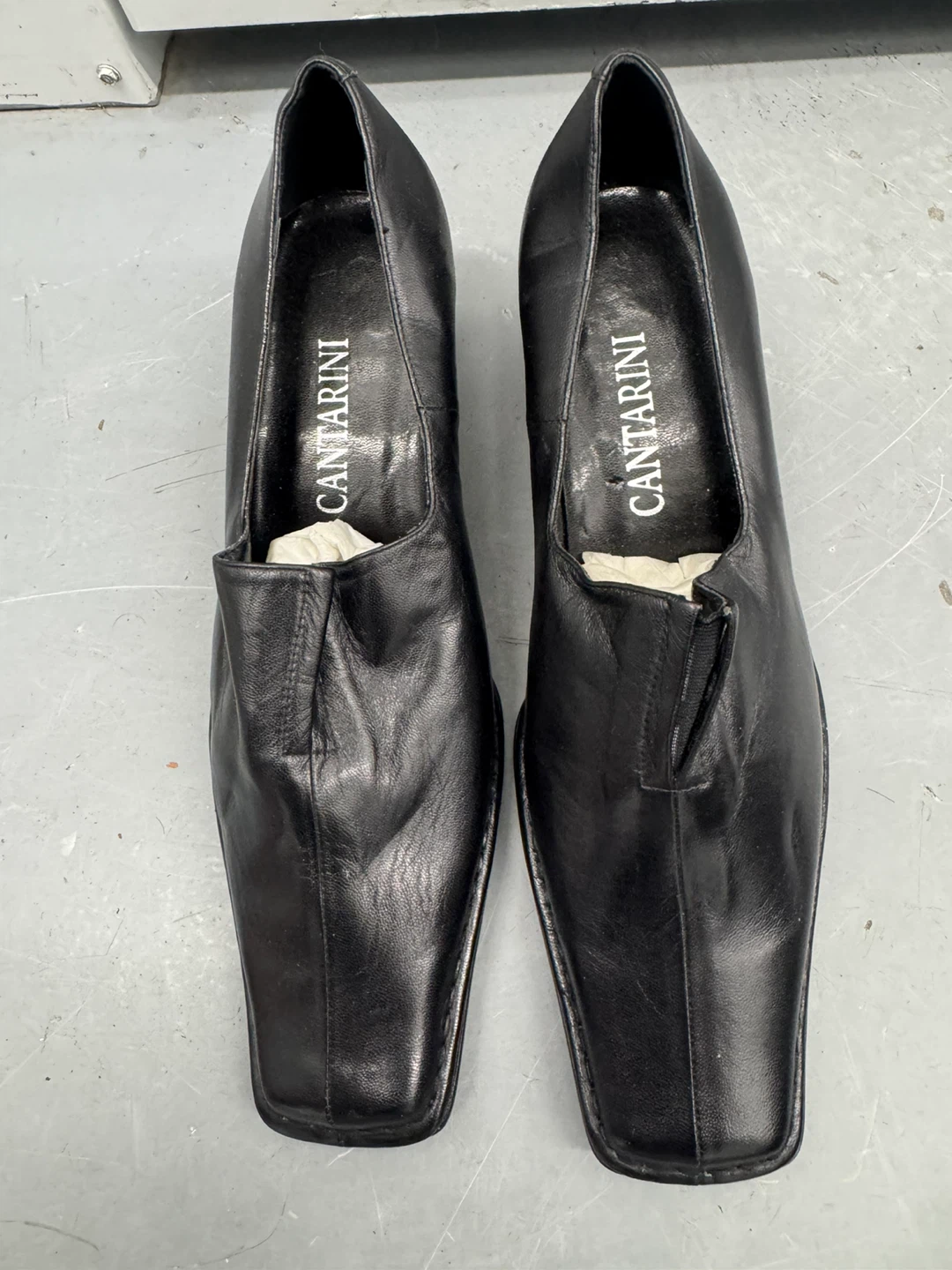 CANTARINI Black Leather Square Toe Heeled Shoes