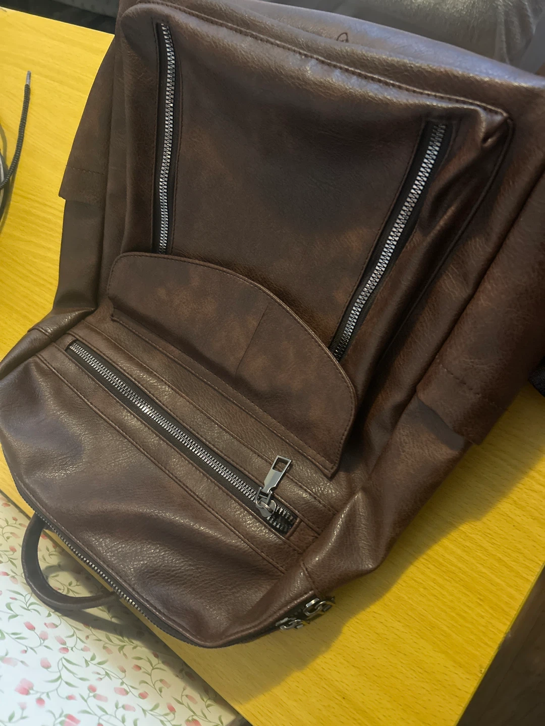 Brown Faux Leather Backpack - photo 2