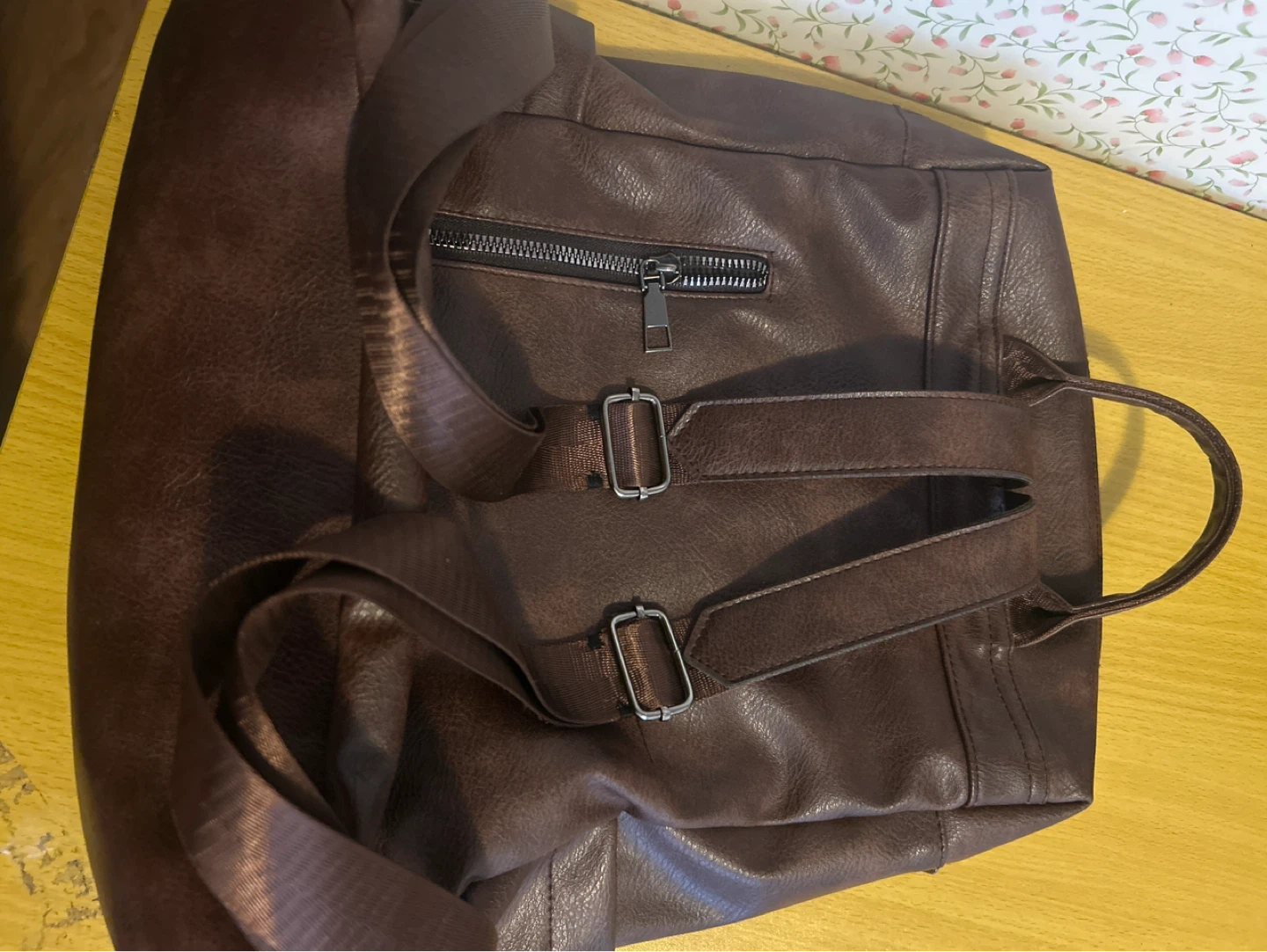 Brown Faux Leather Backpack - photo 3