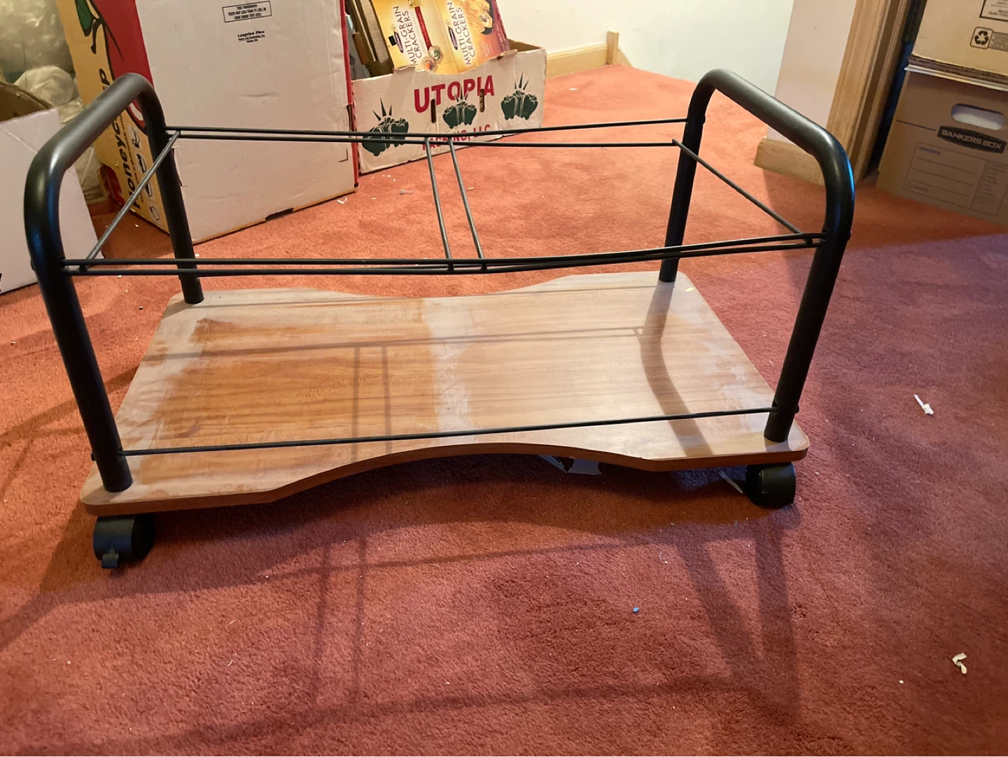 Rolling Wood Cart with Metal Frame