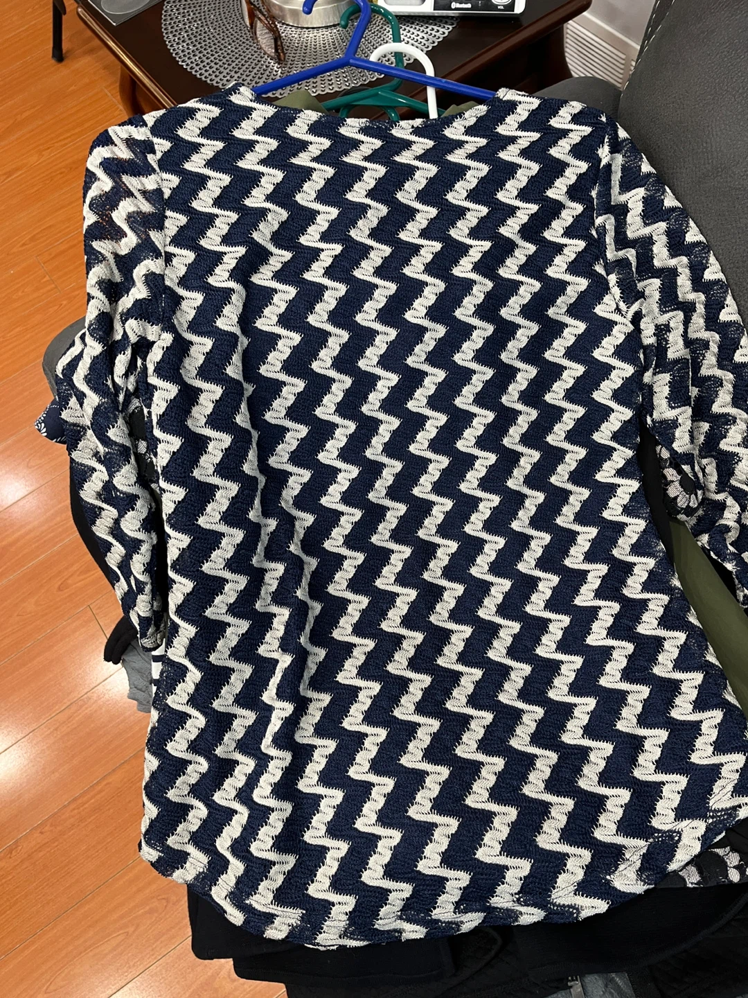 JM Collection Navy & White Geometric Print Top - photo 2
