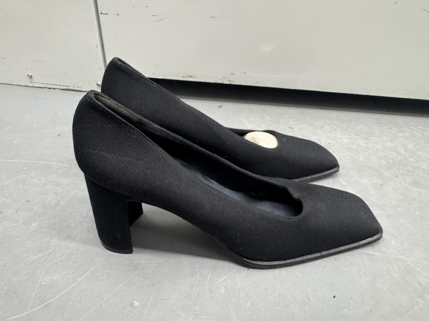 Studio Delman Black Fabric Square Toe Block Heel Pumps - photo 2
