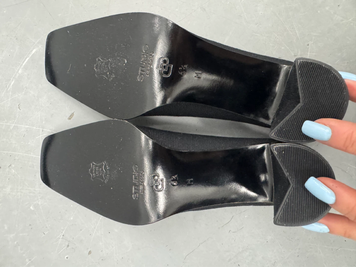 Studio Delman Black Fabric Square Toe Block Heel Pumps - photo 3