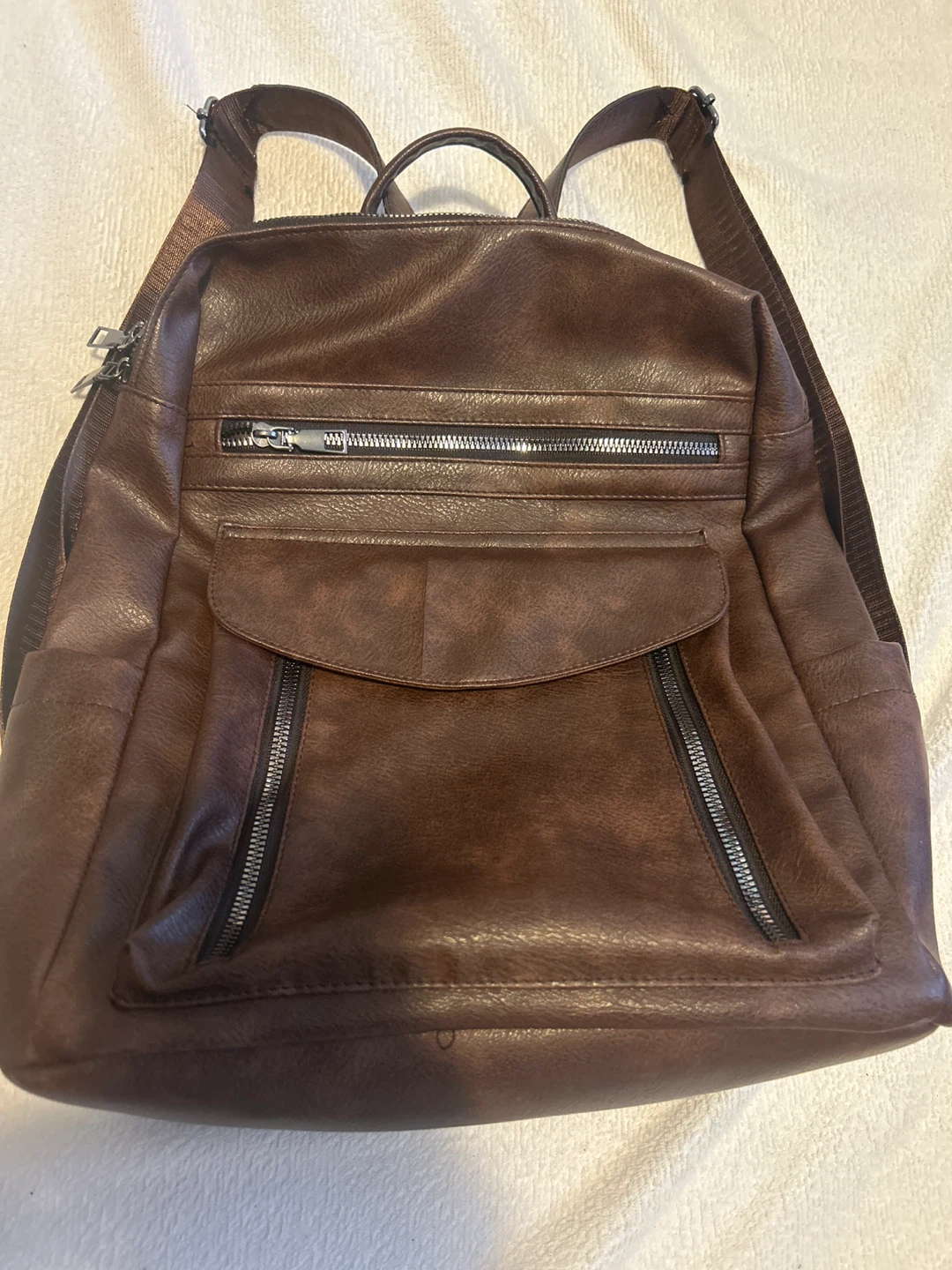 Brown Faux Leather Backpack - photo 4