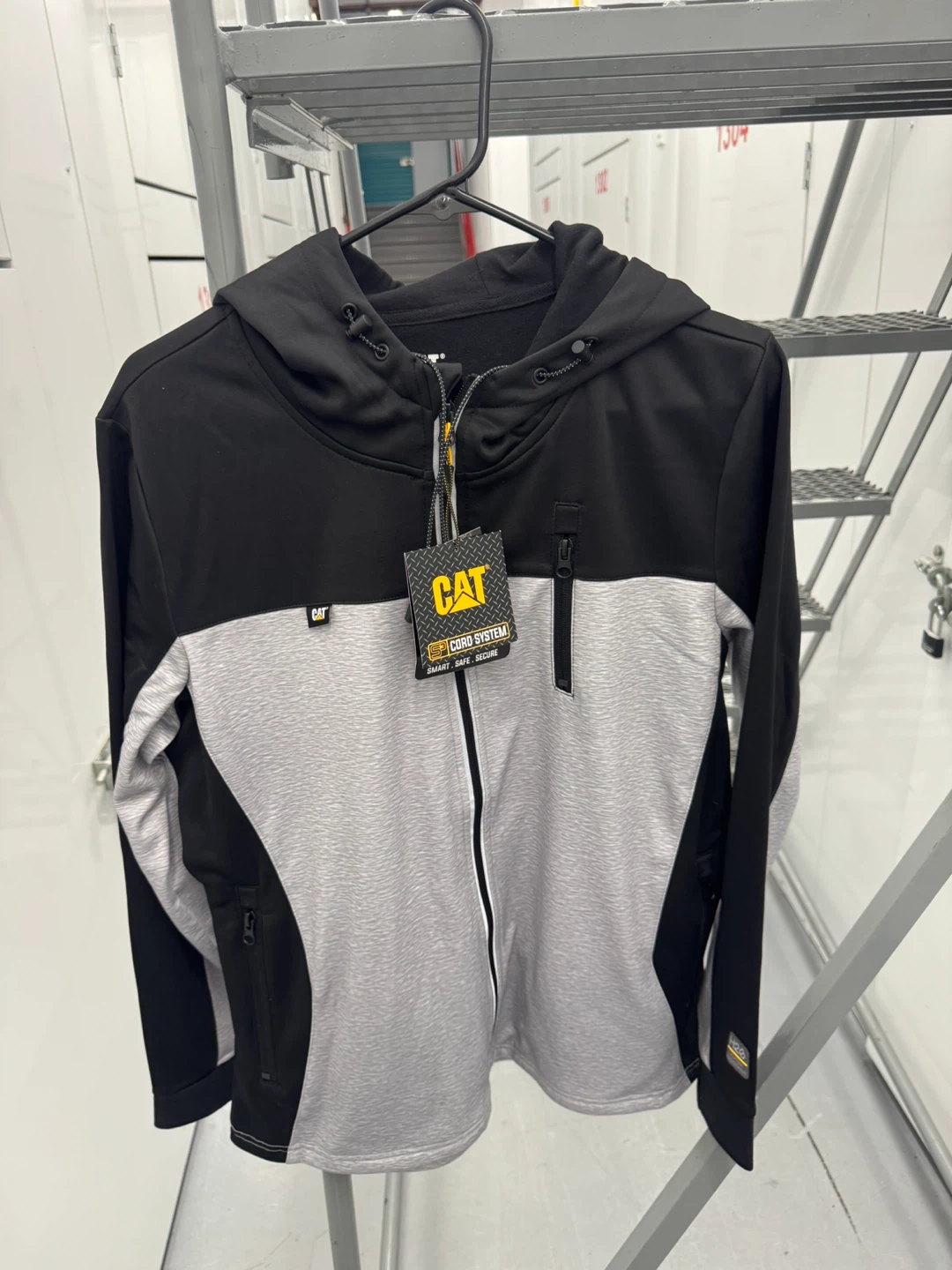 CAT Caterpillar Water Resistant Full Zip Hoodie XL Black Gray