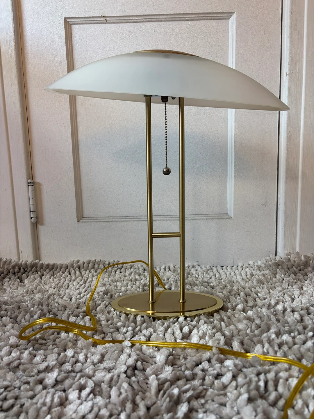 Postmodern Brass Finish Mushroom Lamp/Vintage 80s UFO Desk Light