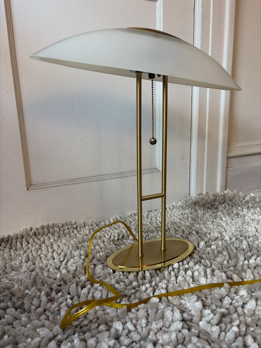 Postmodern Brass Finish Mushroom Lamp/Vintage 80s UFO Desk Light - photo 3