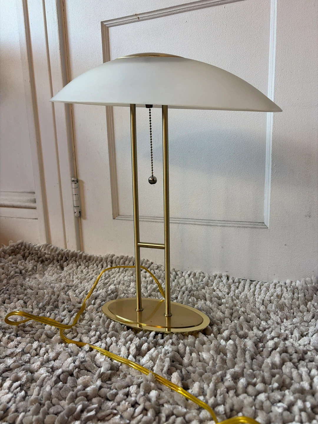 Postmodern Brass Finish Mushroom Lamp/Vintage 80s UFO Desk Light - photo 2