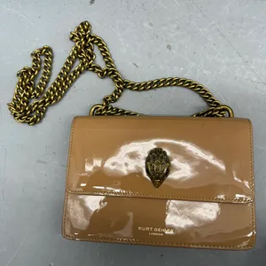 Kurt Geiger London Brown Patent Leather Chain Shoulder Bag