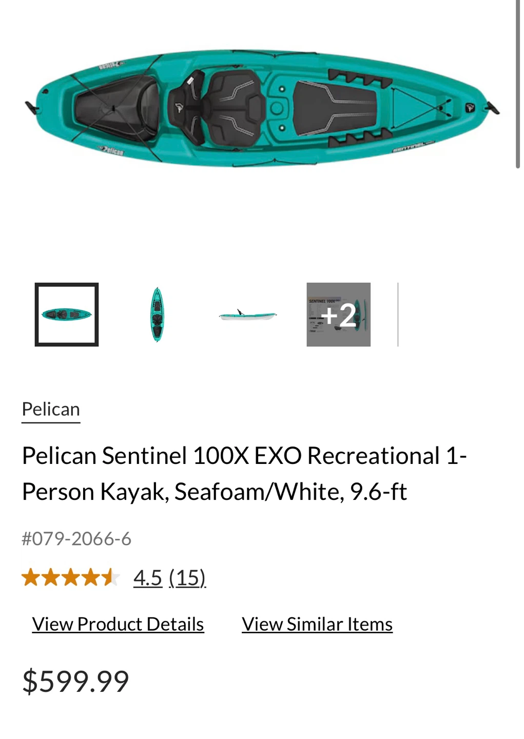 Pelican Sentinel 100X EXO Recreational Kayak - Seafoam/White - photo 3