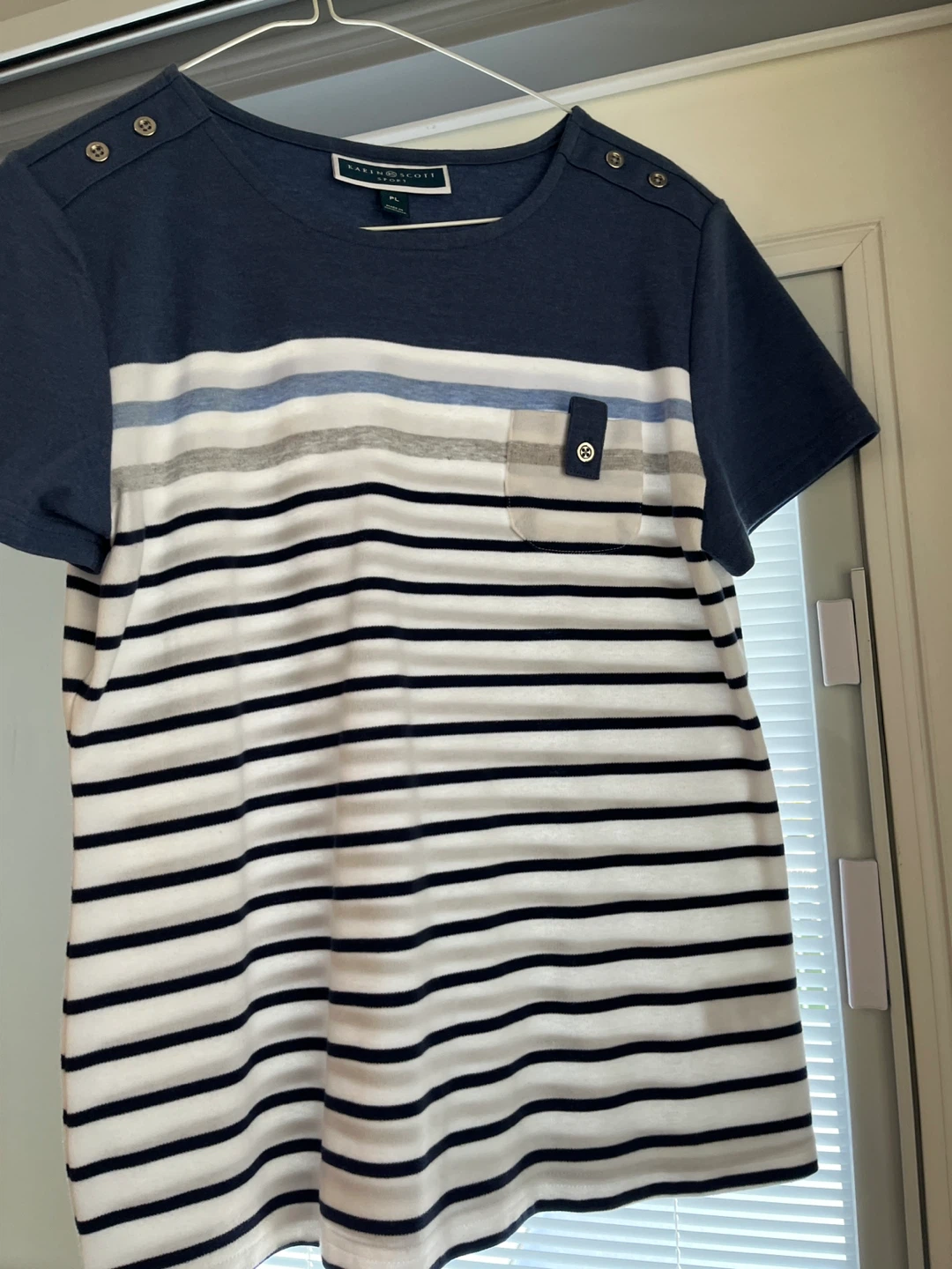Karen Scott Striped T-Shirt - Blue/White